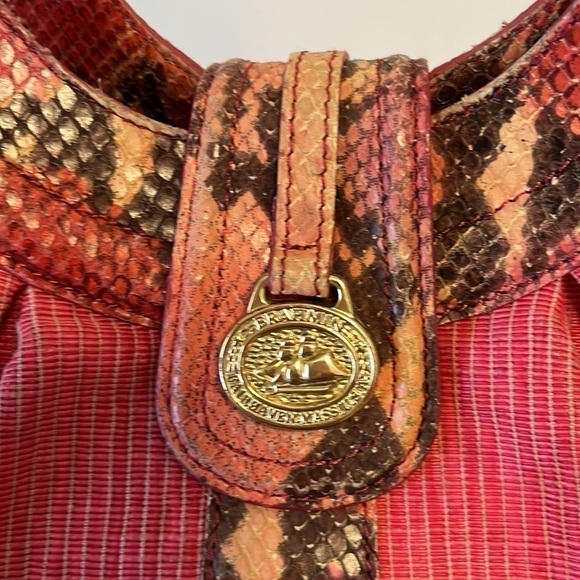 Brahmin hot pink woven purse with snake skin straps. - Picture 6 of 14